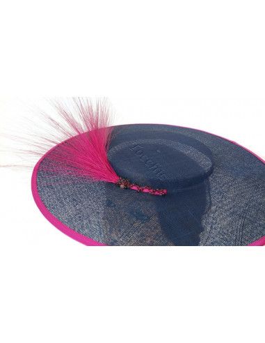 Canotier de boda azul marino y rosa - Pamelas y Tocados para madrinas - 3