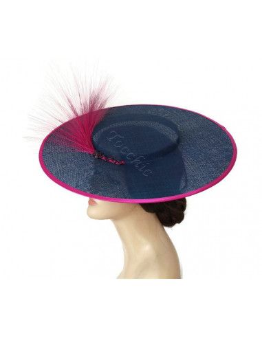 Canotier de boda azul marino y rosa - Pamelas y Tocados para madrinas - 4