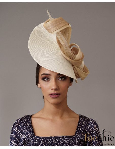 Elegant Woman Kentucky derby fascinator Beige - Wedding hats for women - 3