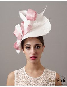 Tocado madrina de boda rosa con plumas - Tocados de novia - 1