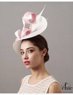 Woman Ascot hat pink and white - Bridal Hats & Fascinators - 1 2