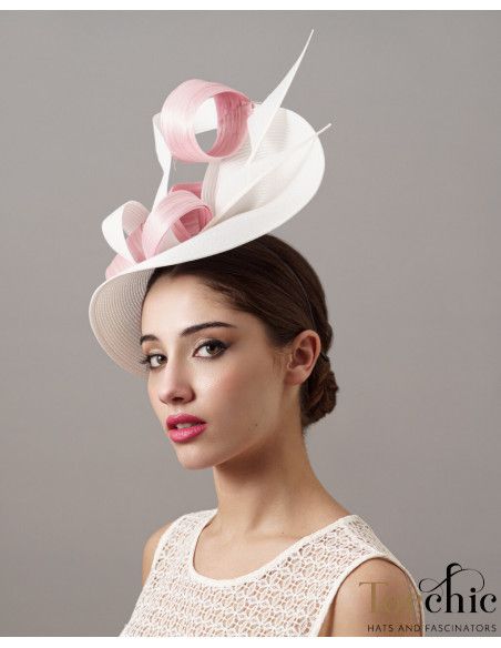 Woman Ascot hat pink and white - Bridal Hats & Fascinators - 2 Woman Ascot hat pink and white - Bridal Hats & Fascinators - 2