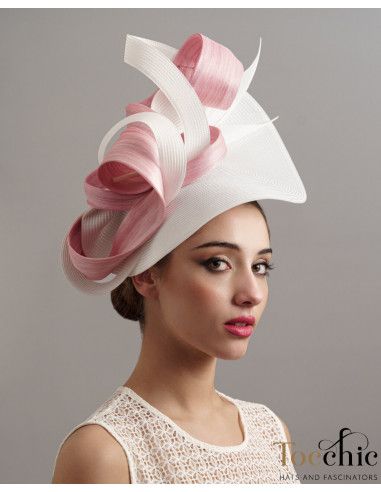 Tocado madrina de boda rosa con plumas - Tocados de novia - 3