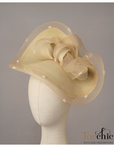 Beige kentucky derby hat for woman - Wedding hats for women - 5