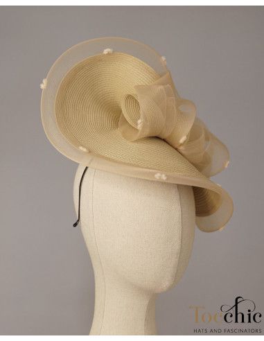 Beige kentucky derby hat for woman - Wedding hats for women - 6