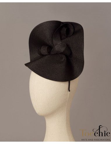 Elegante tocado de boda negro para invitadas - Pamelas y Tocados para madrinas - 4