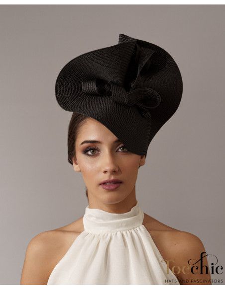 Elegante tocado de boda negro para invitadas - Pamelas y Tocados para madrinas - 1