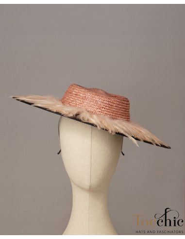 Elegant groom mother wedding hat black and nude pink - Wedding hats for women - 8