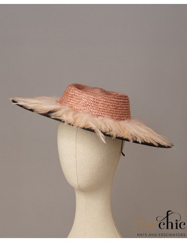 Elegant groom mother wedding hat black and nude pink - Wedding hats for women - 9