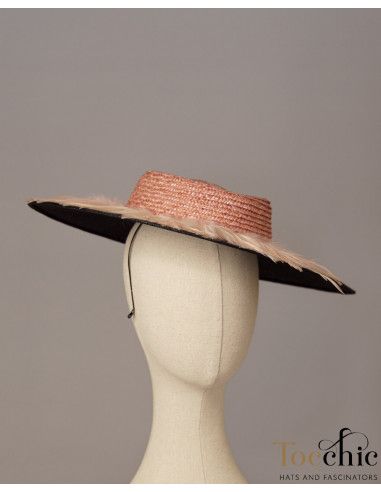 Elegant groom mother wedding hat black and nude pink - Wedding hats for women - 10