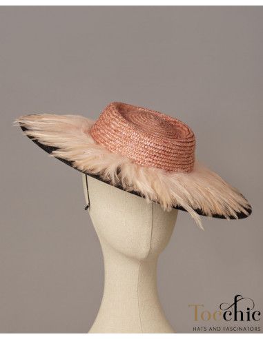 Elegant groom mother wedding hat black and nude pink - Wedding hats for women - 13