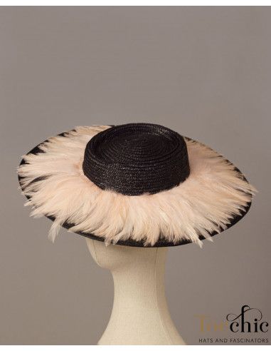 Light pink and black wedding hat - Wedding hats for women - 4