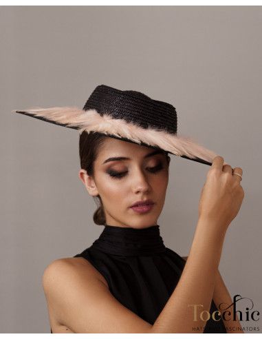 Light pink and black wedding hat - Wedding hats for women - 3