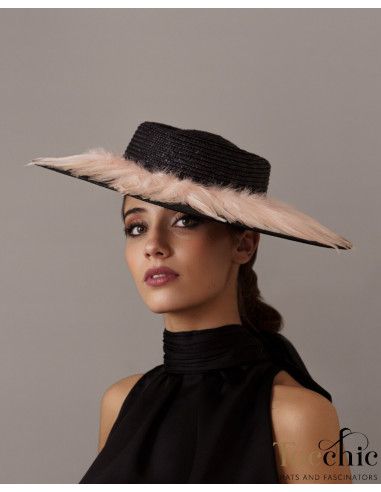 Light pink and black wedding hat - Wedding hats for women - 2