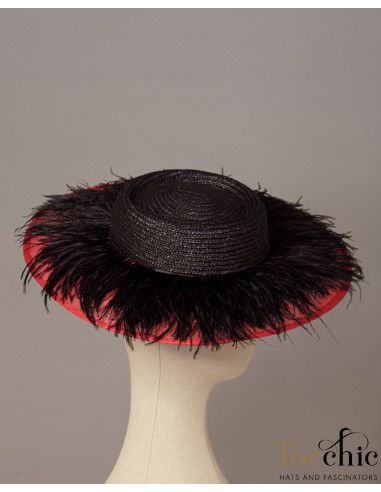 Red and black Royal Ascot hat for woman - Wedding hats for women - 6