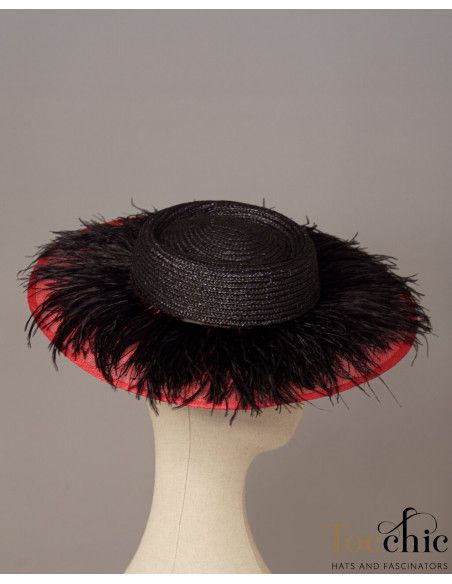 Red and black Royal Ascot hat for woman - Wedding hats for women - 6 Red and black Royal Ascot hat for woman - Wedding hats for women - 6