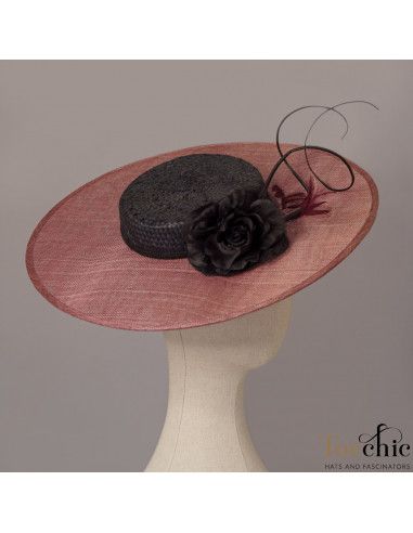 Black and plum Woman Royal Ascot hat with feathers - Wedding hats for women - 5