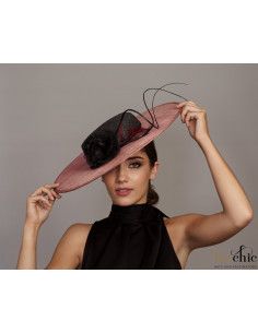 Black and plum Woman Royal Ascot hat with feathers - Wedding hats for women - 1 2