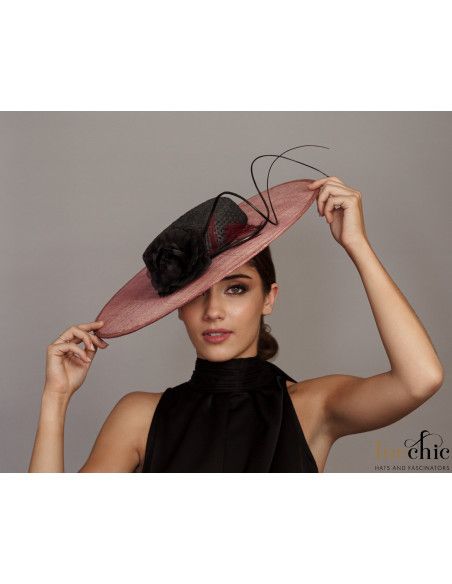 Sombrero de boda negra y granate para invitada perfecta - Pamelas y Tocados para madrinas - 2 Sombrero de boda negra y granate para invitada perfecta - Pamelas y Tocados para madrinas - 2