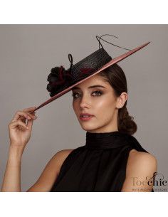 Sombrero de boda negra y granate para invitada perfecta - Pamelas y Tocados para madrinas - 1