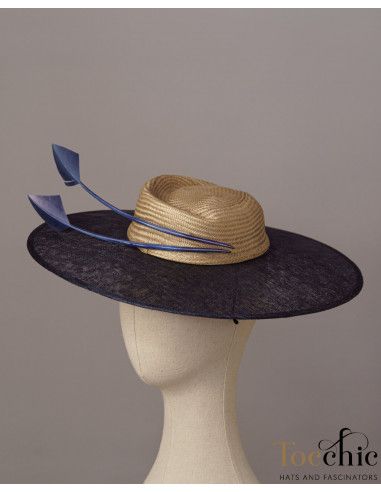 Elegant Navy blue and gold Kentucky derby hat for woman - Wedding hats for women - 6