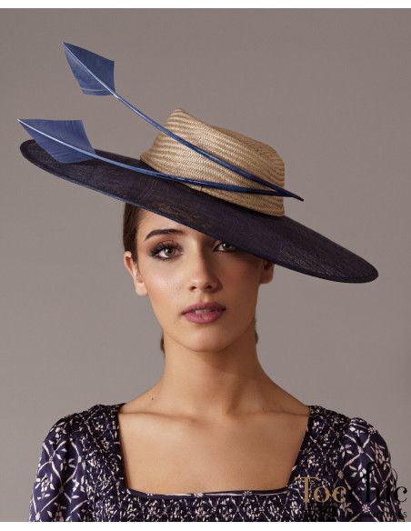 Elegant Navy blue and gold Kentucky derby hat for woman - Wedding hats for women - 2