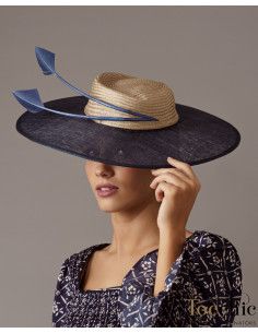 Elegant Navy blue and gold Kentucky derby hat for woman - Wedding hats for women - 1