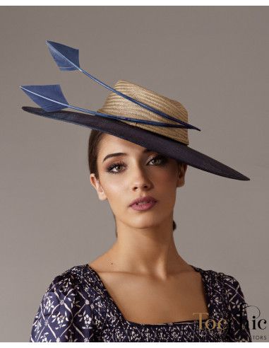 Elegant Navy blue and gold Kentucky derby hat for woman - Wedding hats for women - 4