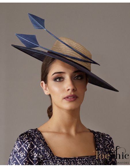 Elegant Navy blue and gold Kentucky derby hat for woman - Wedding hats for women - 3