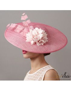 Elegant Woman wedding hat pink with feathers - Wedding hats for women - 1