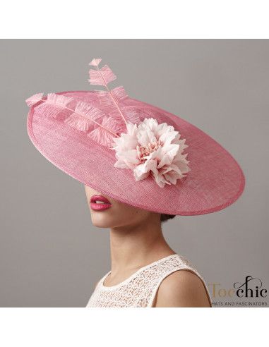 Elegant Woman wedding hat pink with feathers - Wedding hats for women - 4