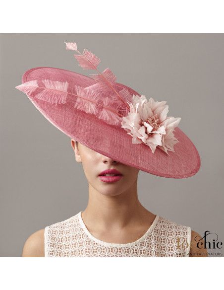 Elegant Woman wedding hat pink with feathers - Wedding hats for women - 3 Elegant Woman wedding hat pink with feathers - Wedding hats for women - 3