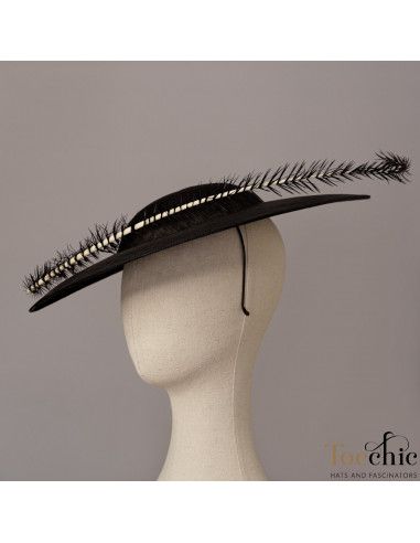 Woman Elegant Ascot hat black - Wedding hats for women - 7