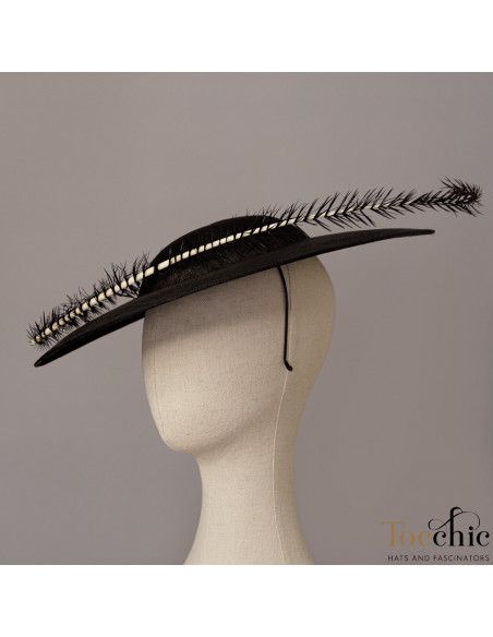 Woman Elegant Ascot hat black - Wedding hats for women - 7