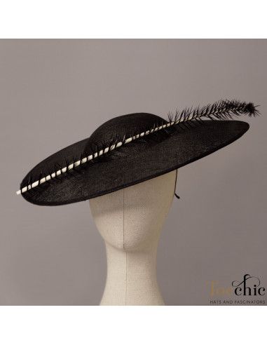 Woman Elegant Ascot hat black - Wedding hats for women - 6