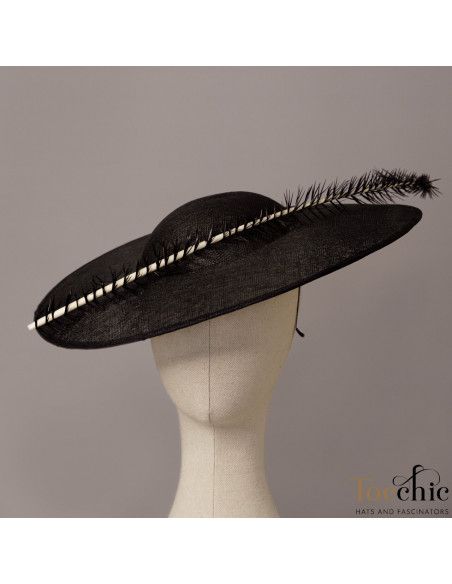 Woman Elegant Ascot hat black - Wedding hats for women - 6
