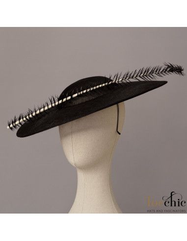 Woman Elegant Ascot hat black - Wedding hats for women - 8