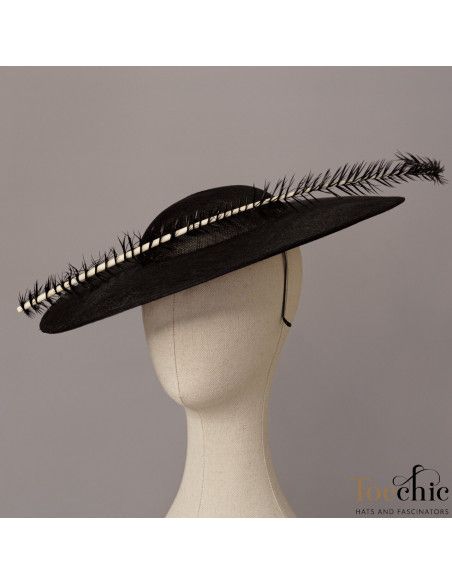 Woman Elegant Ascot hat black - Wedding hats for women - 8