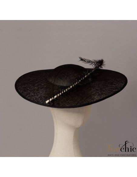 Woman Elegant Ascot hat black - Wedding hats for women - 10