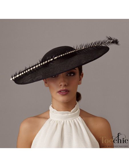 Elegante Sombrero negro invitada perfecta de boda - Pamelas y Tocados para madrinas - 4