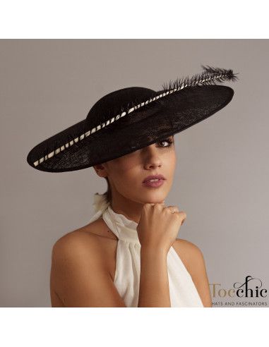 Elegante Sombrero negro invitada perfecta de boda - Pamelas y Tocados para madrinas - 3