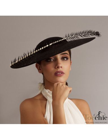 Woman Elegant Ascot hat black - Wedding hats for women - 5