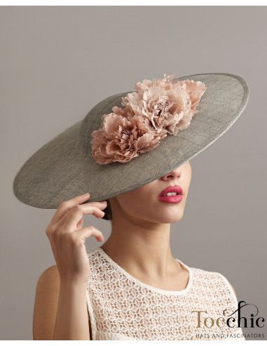 Grey and pink Kentucky derby hat - Wedding hats for women - 3