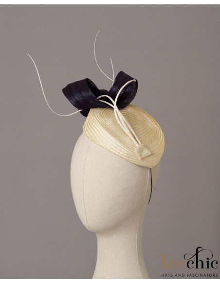Woman wedding fascinator navy blue and ivory - Bridal Hats & Fascinators - 4 Woman wedding fascinator navy blue and ivory - Bridal Hats & Fascinators - 4