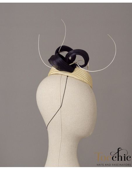 Woman wedding fascinator navy blue and ivory - Bridal Hats & Fascinators - 7 Woman wedding fascinator navy blue and ivory - Bridal Hats & Fascinators - 7
