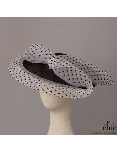 Polka dot Royal Ascot hat for ladies - Woman hats for the Horse races - 4