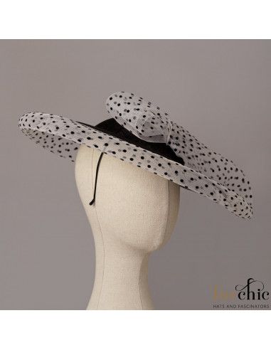 Polka dot Royal Ascot hat for ladies - Woman hats for the Horse races - 5