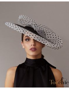 Polka dot Royal Ascot hat for ladies - Woman hats for the Horse races - 1 2