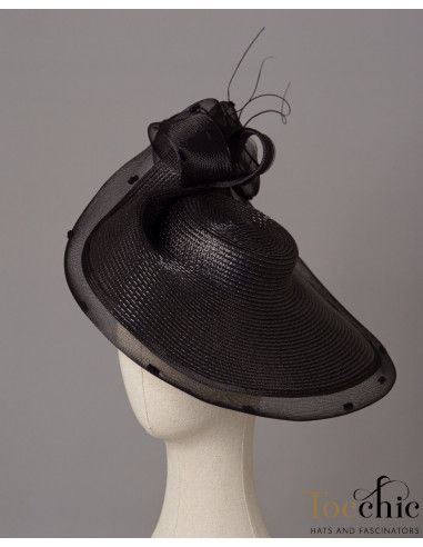 Black Kentucky derby Saucer hat for woman - Wedding hats for women - 5