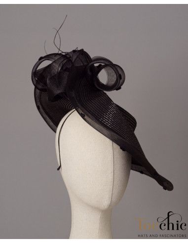 Black Kentucky derby Saucer hat for woman - Wedding hats for women - 7